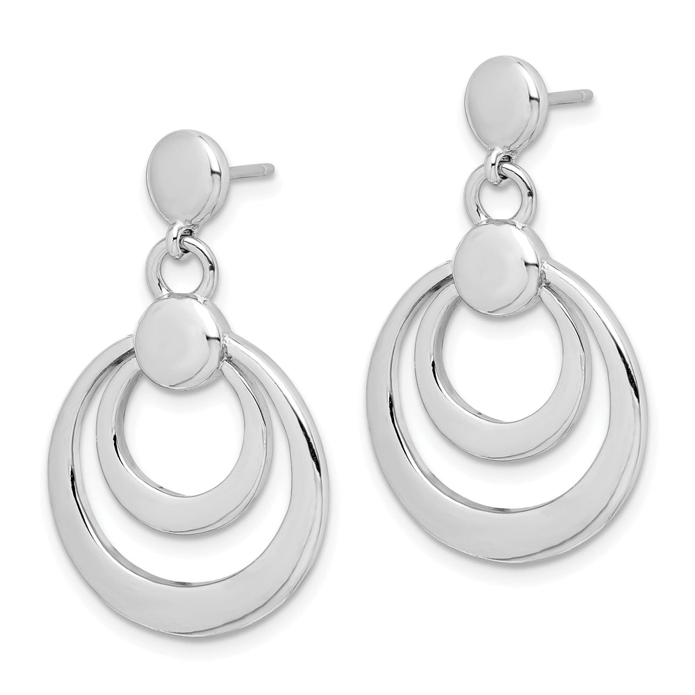 Sterling Silver Double Circle Dangle Post Earrings
