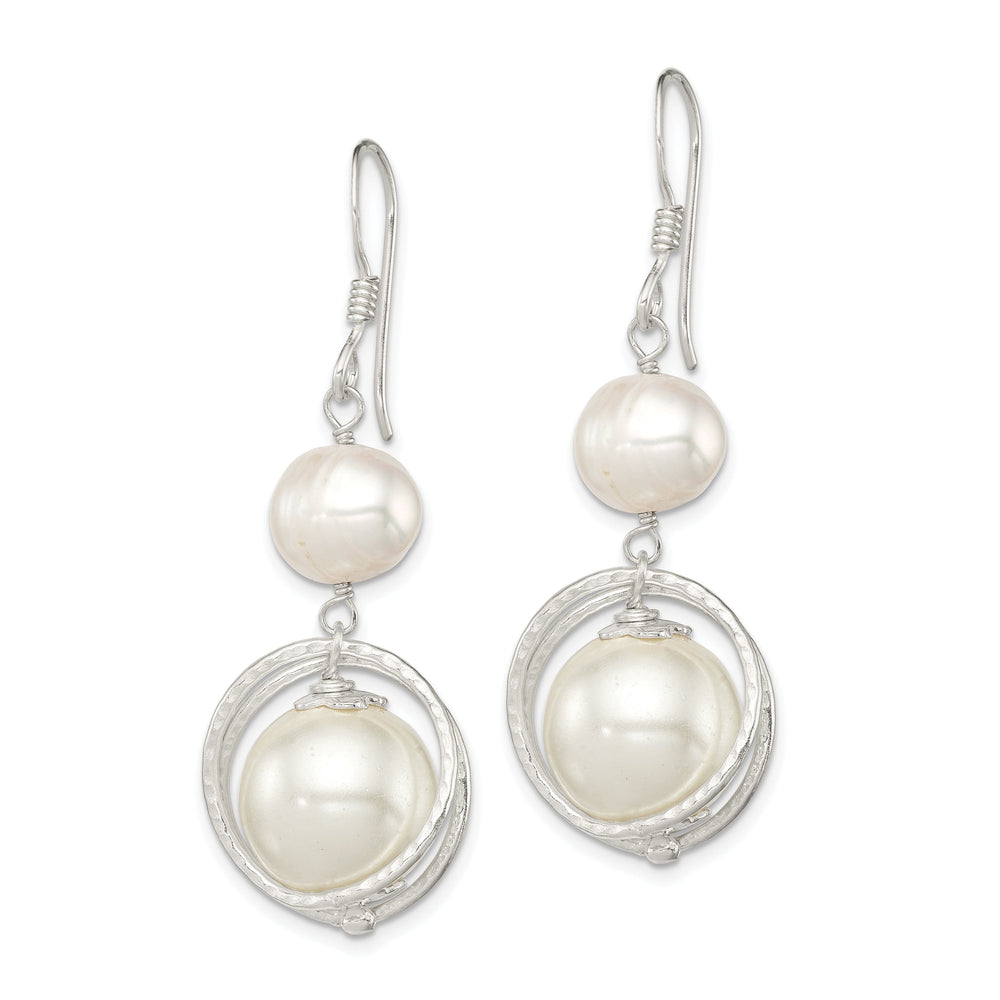 Silver Water Cultured Pearl Hook Earrings