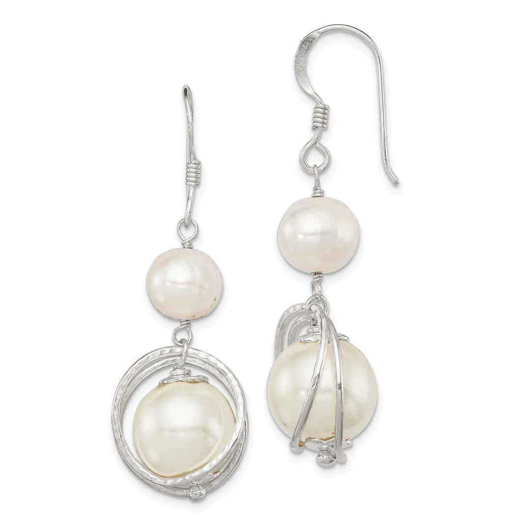 Silver Water Cultured Pearl Hook Earrings