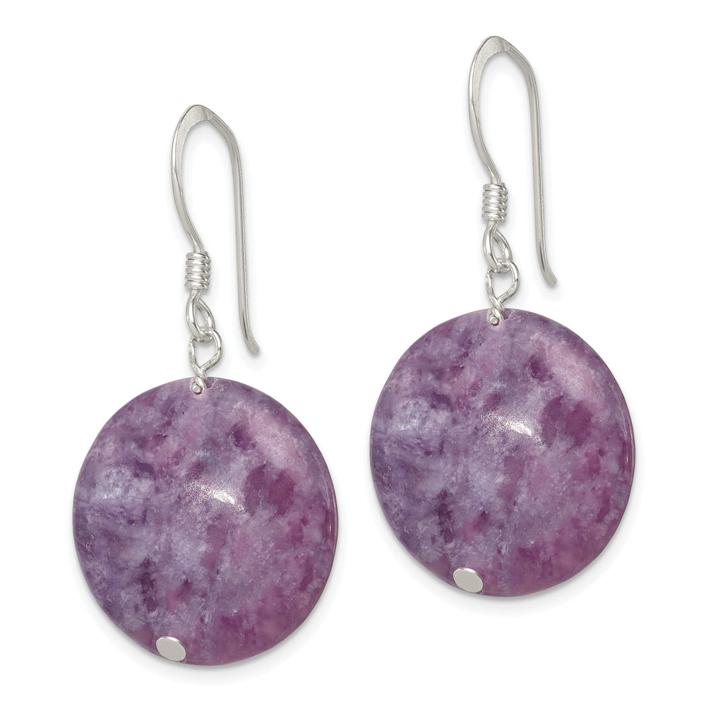 Silver Natural Purple Lepidolite Drop Earrings