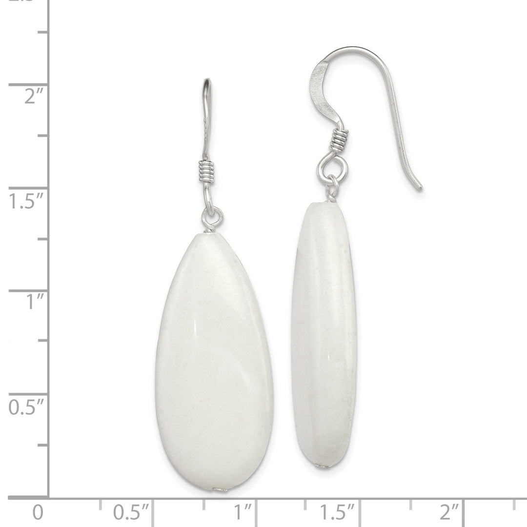 Sterling Silver White Jade Dangle Earrings