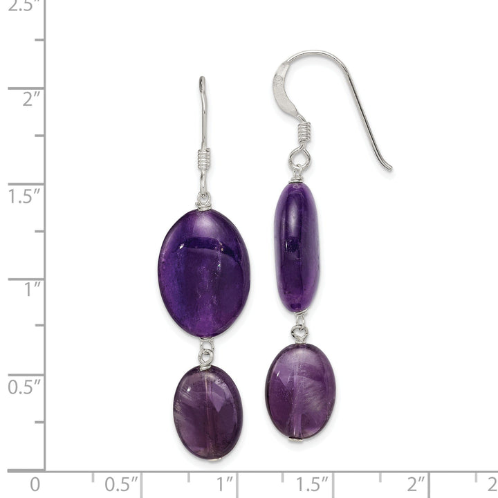 Silver Amethyst Dark Purple Jade Dangle Earring
