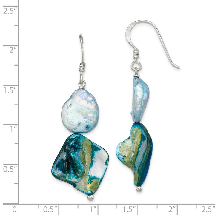 Silver Freshwater Blue Mother of Pearl Earrings