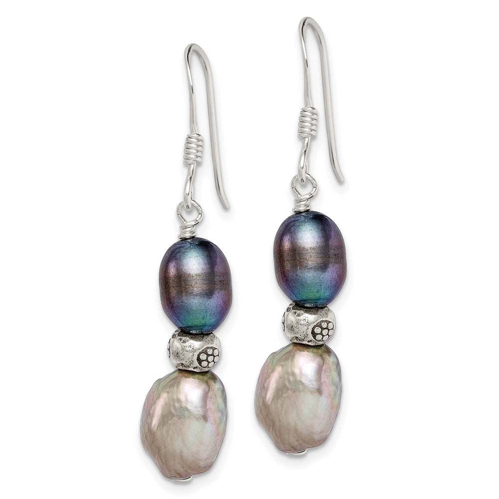 Silver Grey Fresh Water Pearl Hook Earrings