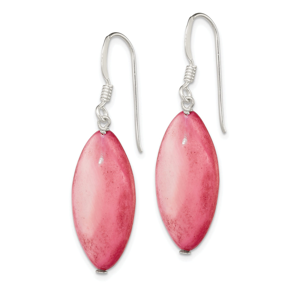 Silver Pink Mother of Pearl Dangle Earrings