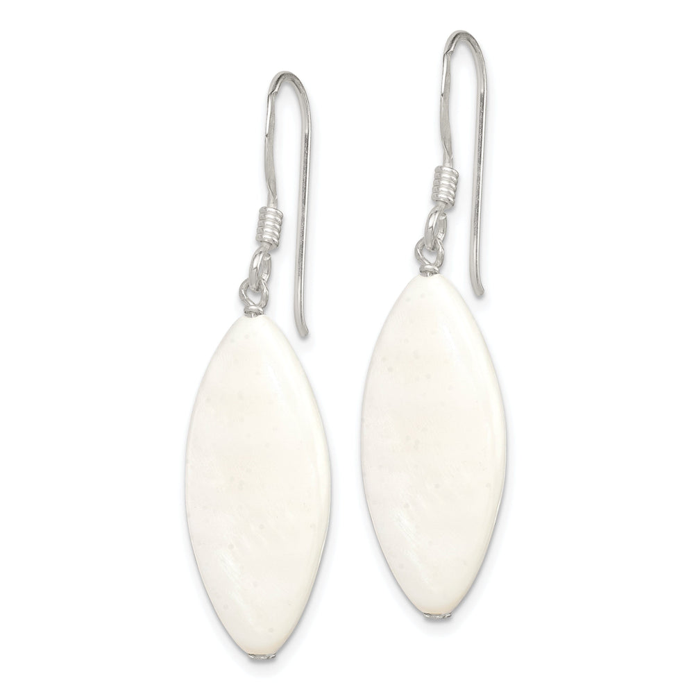 Silver with White Mother of Pearl Dangle Earrings