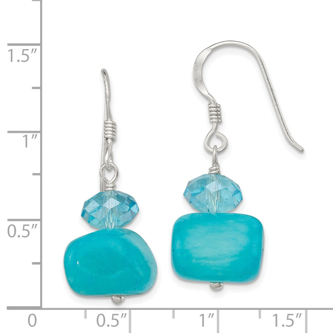 Silver Aquamarine Crystal Blue Jade Earrings