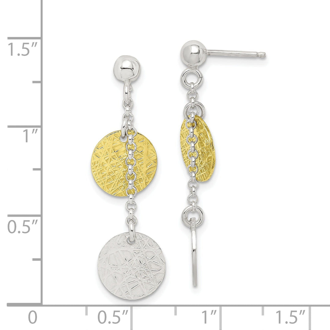 Silver Vermeil Polish Textured Dangle Earrings