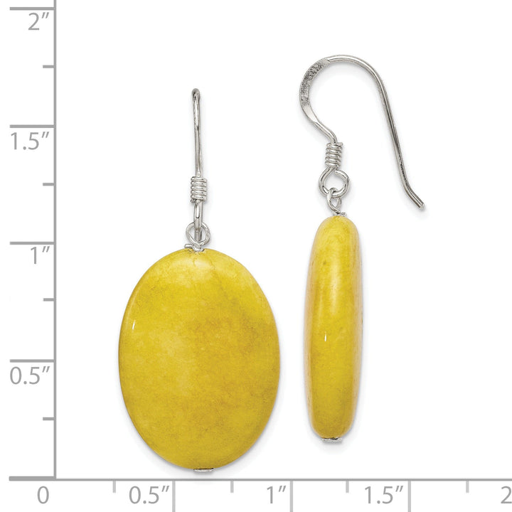 Sterling Silver Yellow Jade Dangle Hook Earring