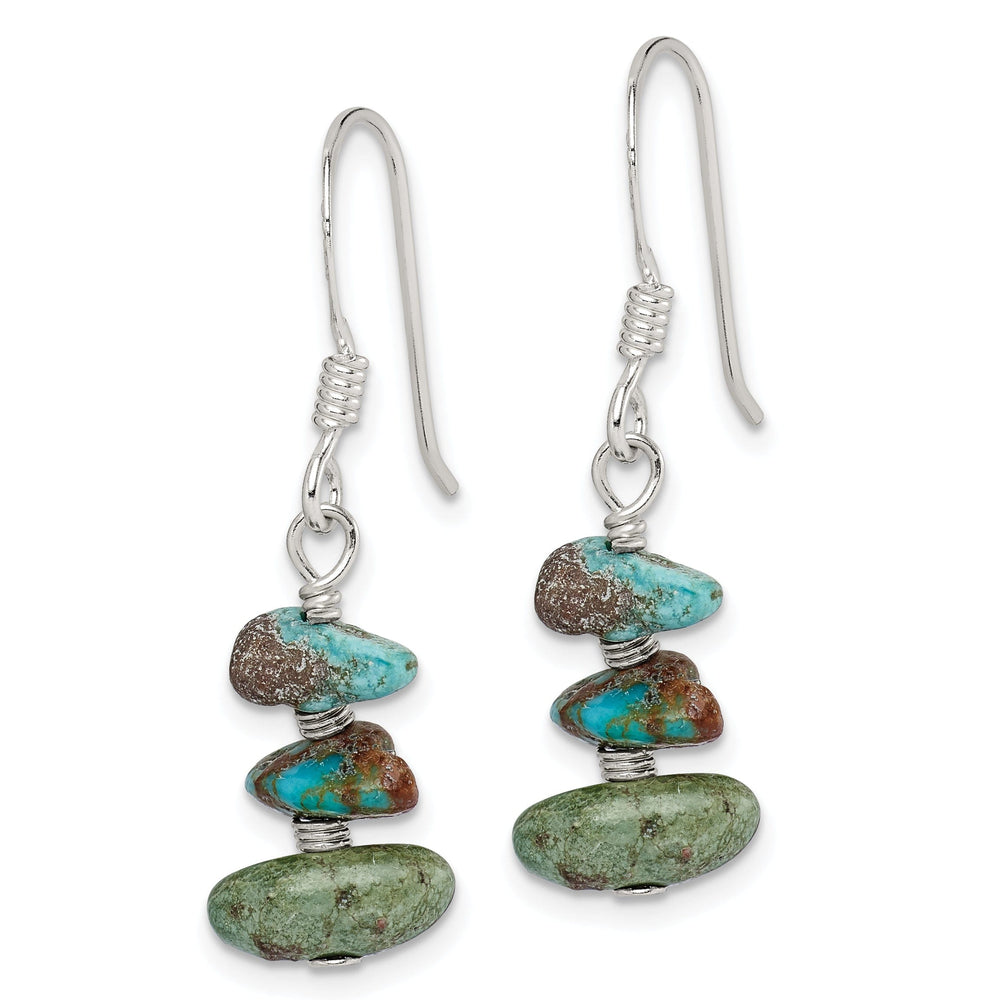 Sterling Silver Turquoise Chip Dangle Earrings