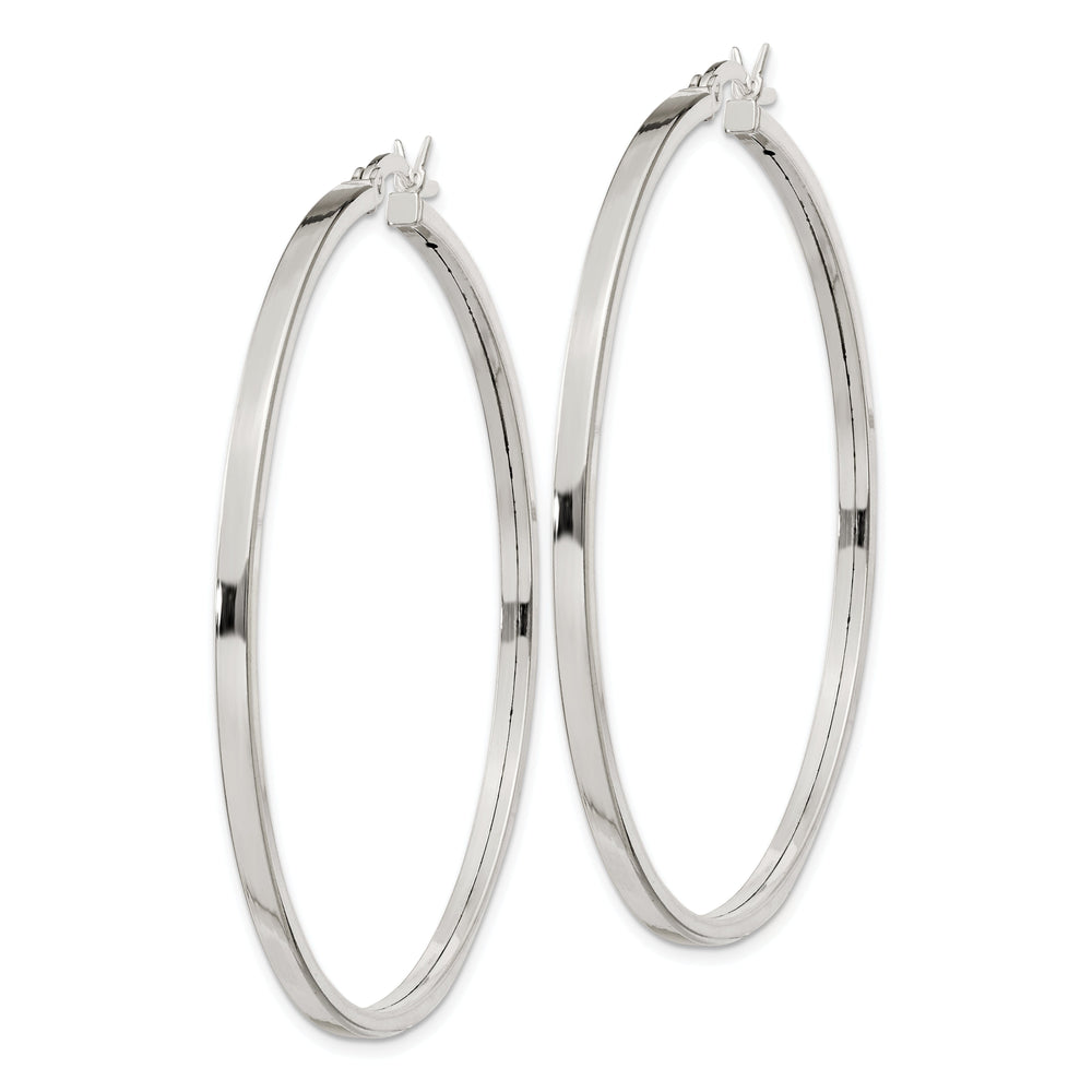 Silver Polished Hollow Hoop Hinged Back Earring
