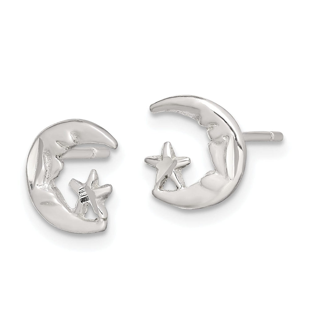 Sterling Silver Moon Star Mini Earrings