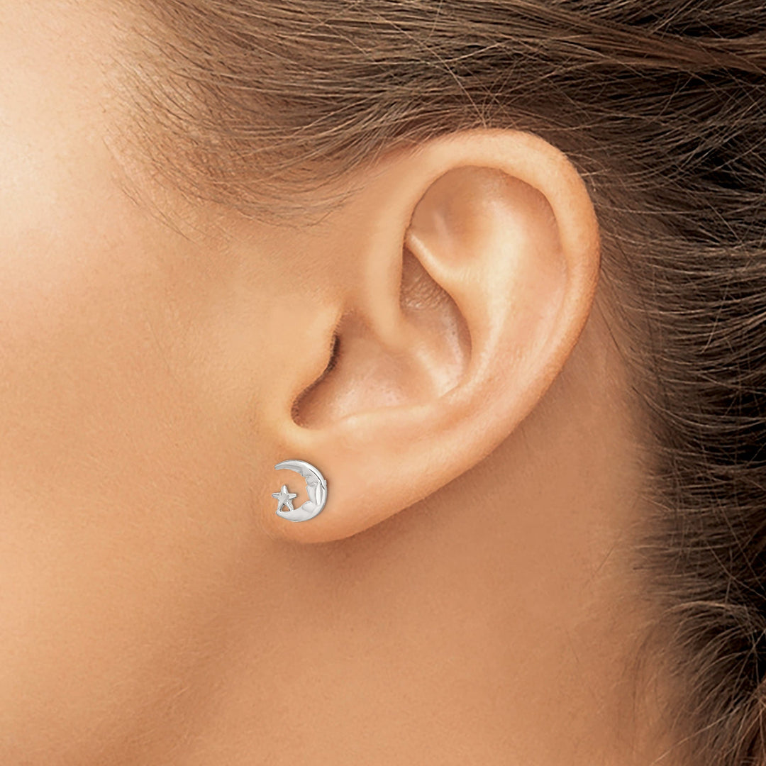 Sterling Silver Moon Star Mini Earrings