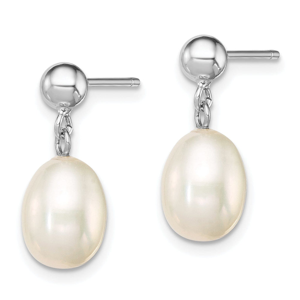 Silver White Fresh Water Pearl Post Earrings