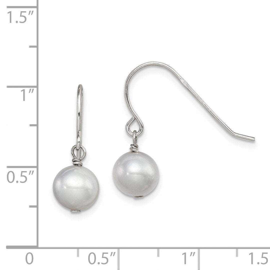 Silver Grey Fresh Water Pearl Dangle Earrings