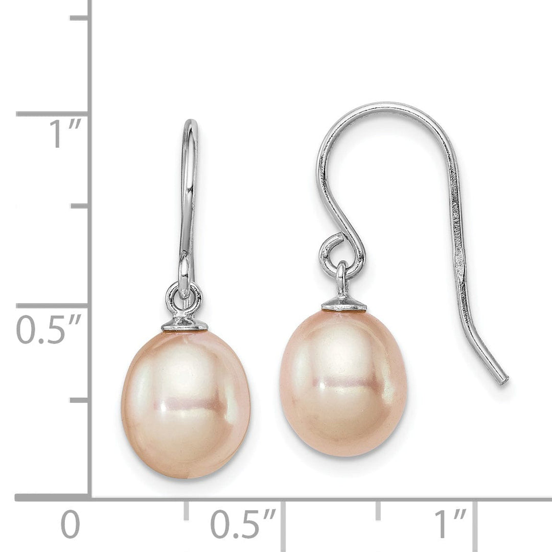 Sterling Silver Pink Pearl Drop Hook Earrings