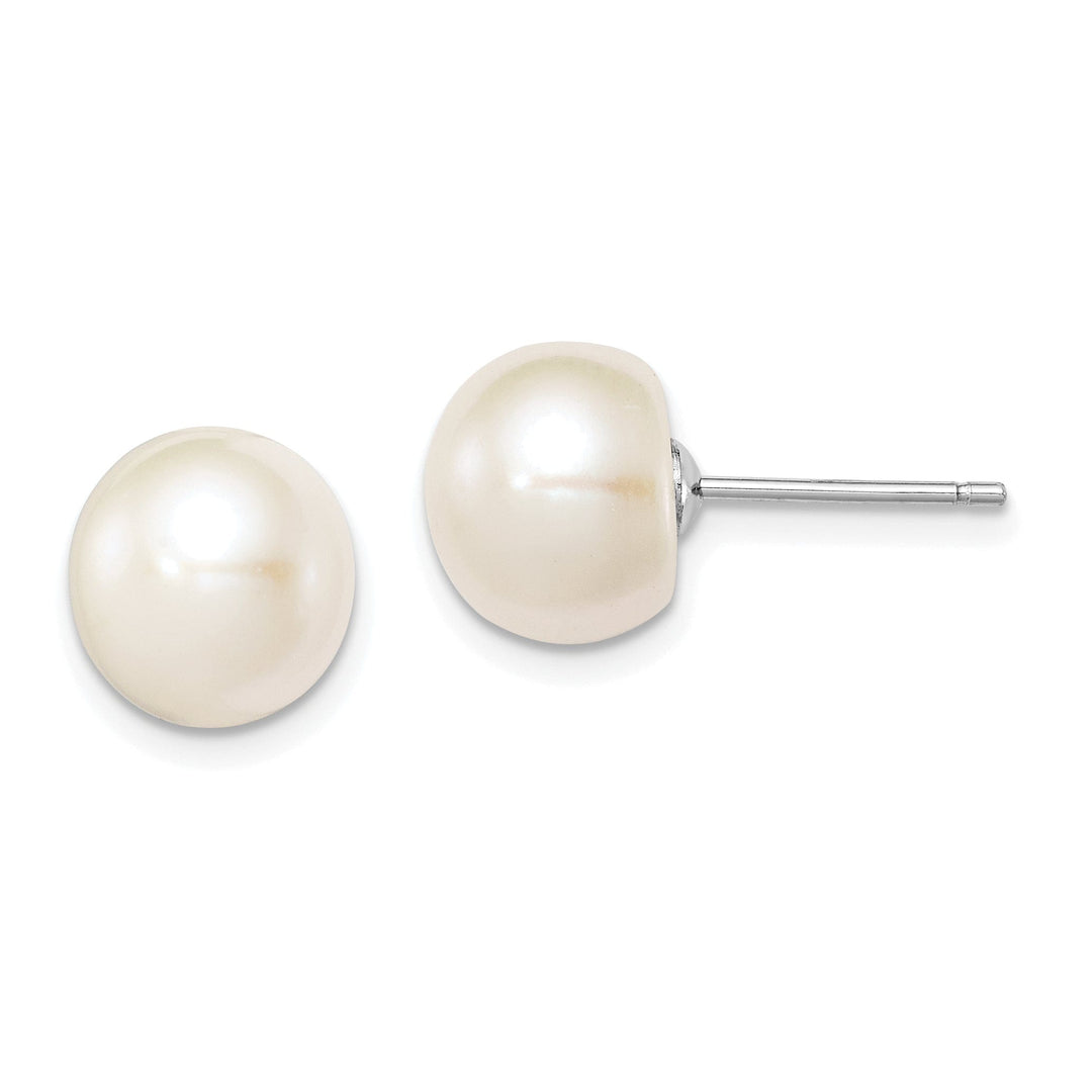 Silver White Fresh Water Cultured Pearl Earring