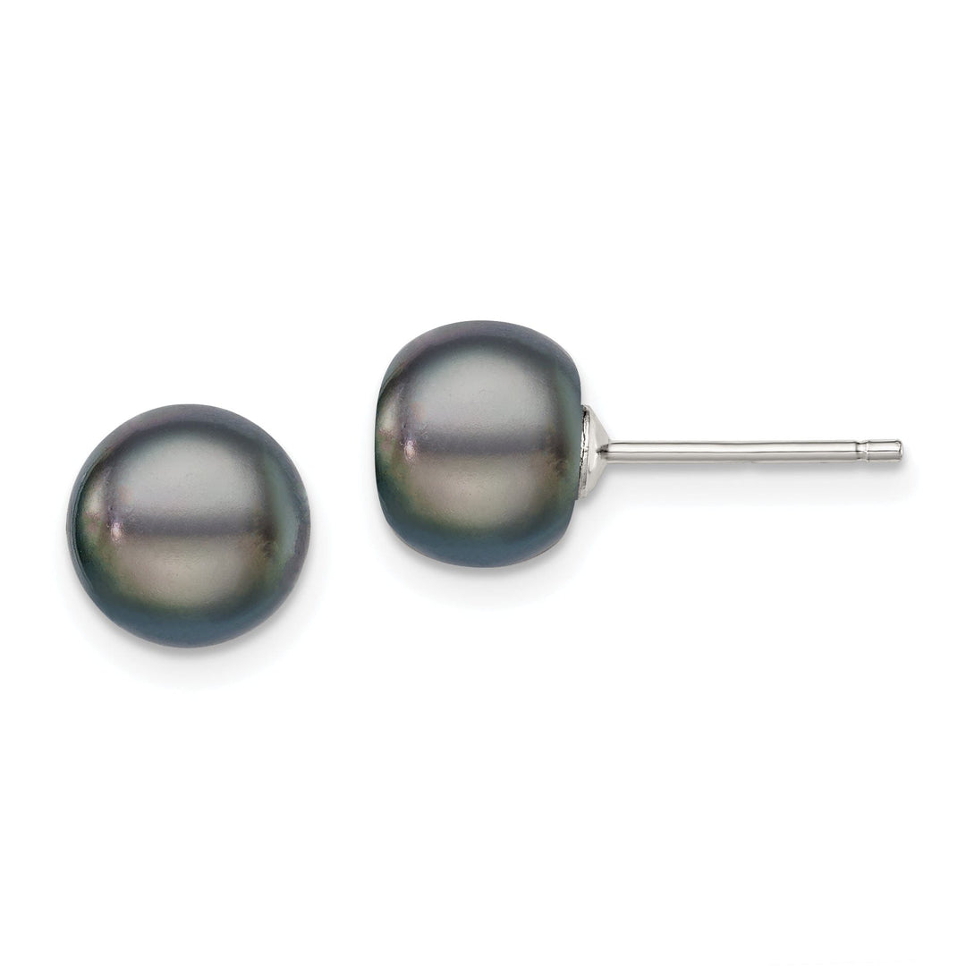 Silver Black Fresh Water Cultured Pearl Earring