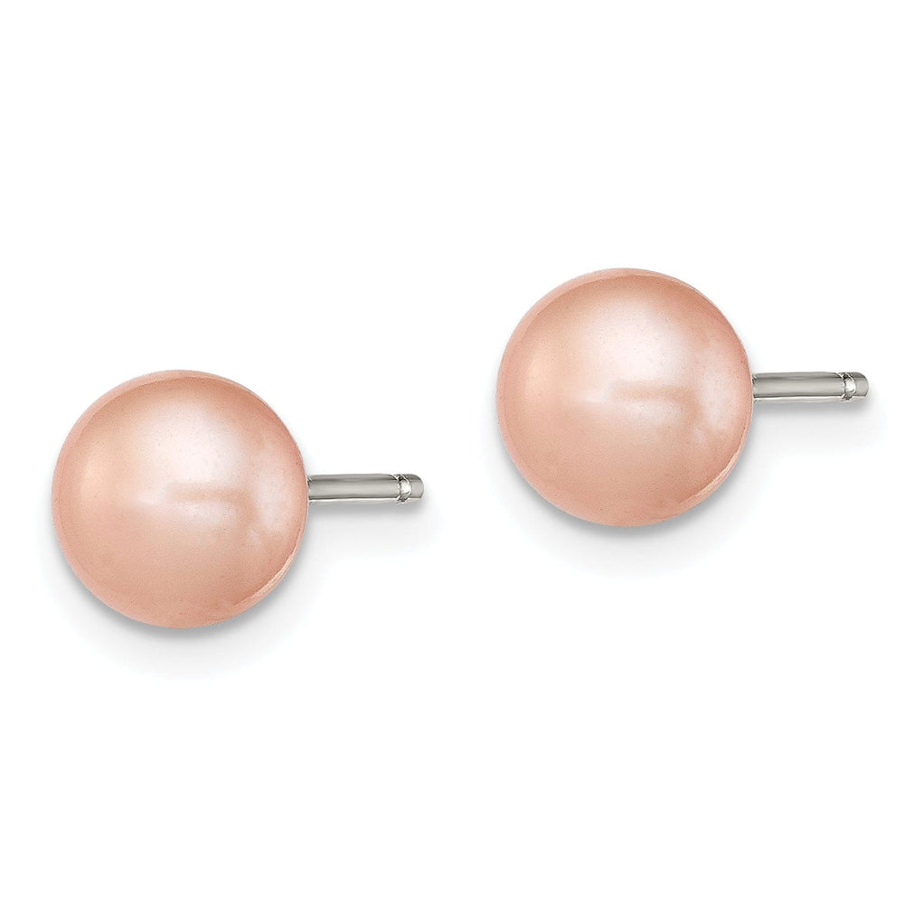 Sterling Silver Rose Button Pearl Post Earrings
