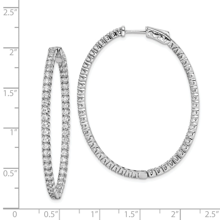 Sterling Silver CZ Oval Hoop Earrings