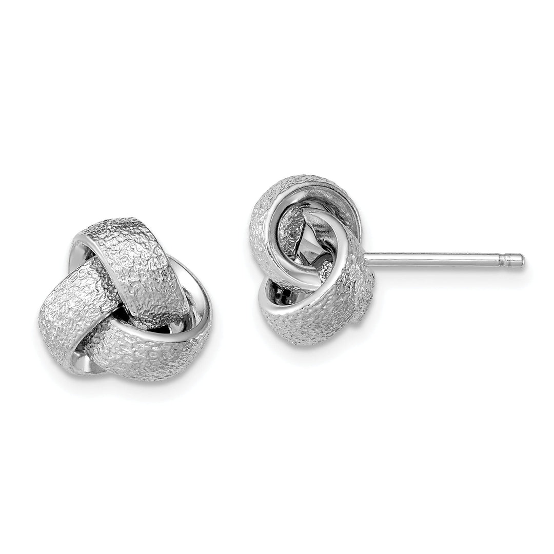 Silver Polished Satin Love Knot Earrings