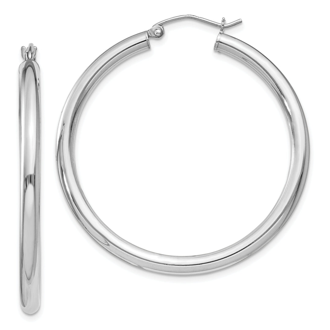 Silver Hollow Round Hoop Hinged Earrings