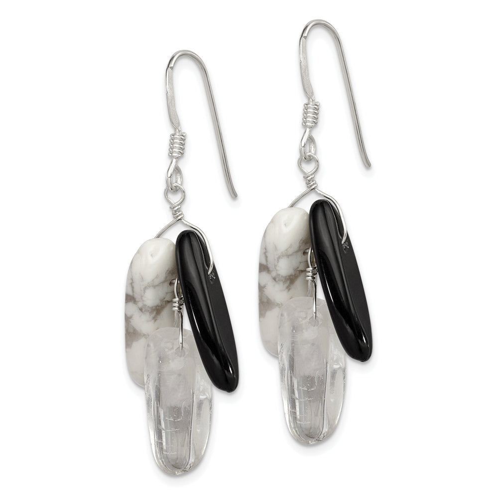 Silver Agate Howlite Quartz Dangle Earrings