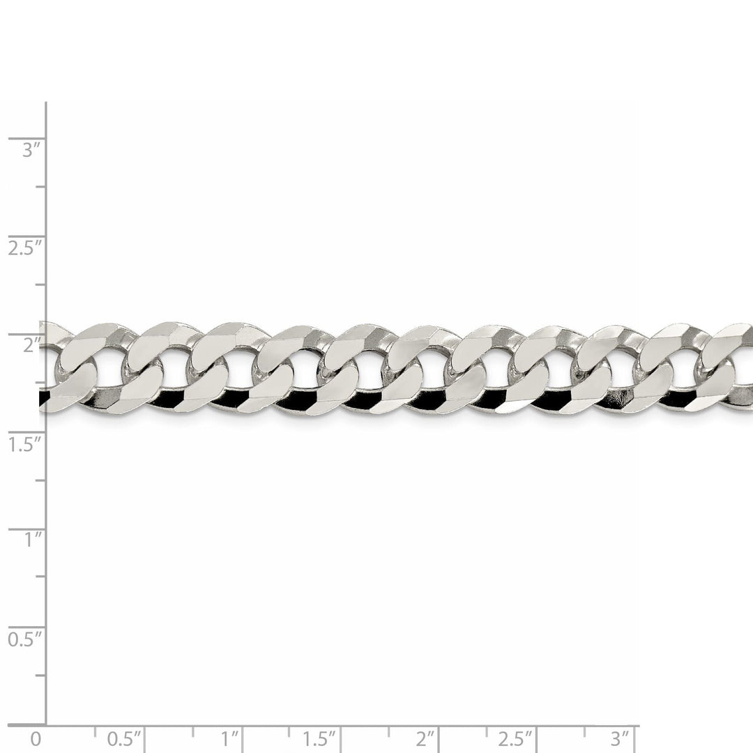 Silver 12.30-mm Solid Beveled Link Curb Chain