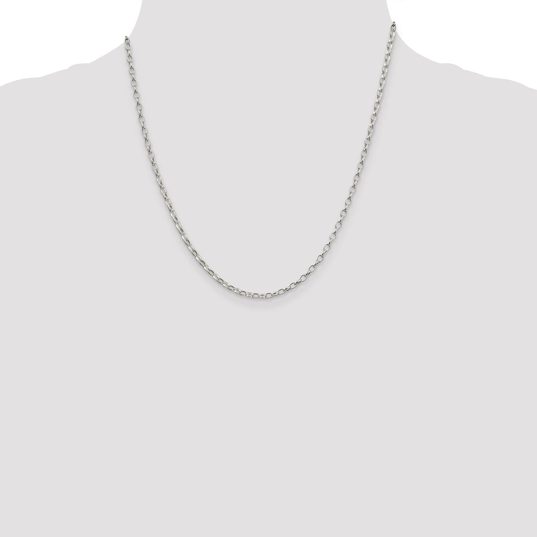 Silver Polished 2.50-mm Oval Rolo Necklace