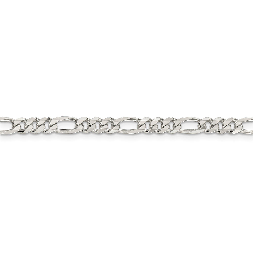 Silver 4.75-mm Solid Pave Flat Figaro Chain