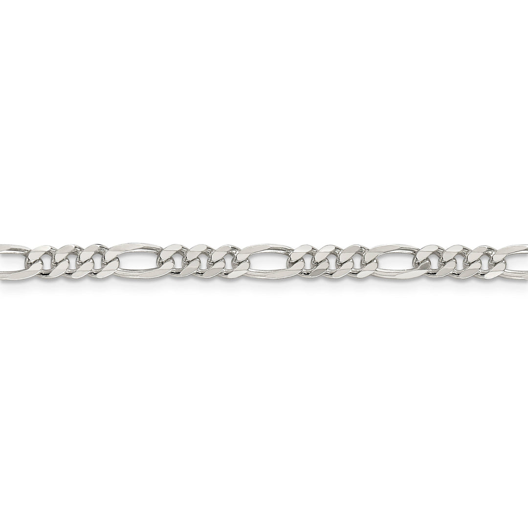 Silver 4.75-mm Solid Pave Flat Figaro Chain