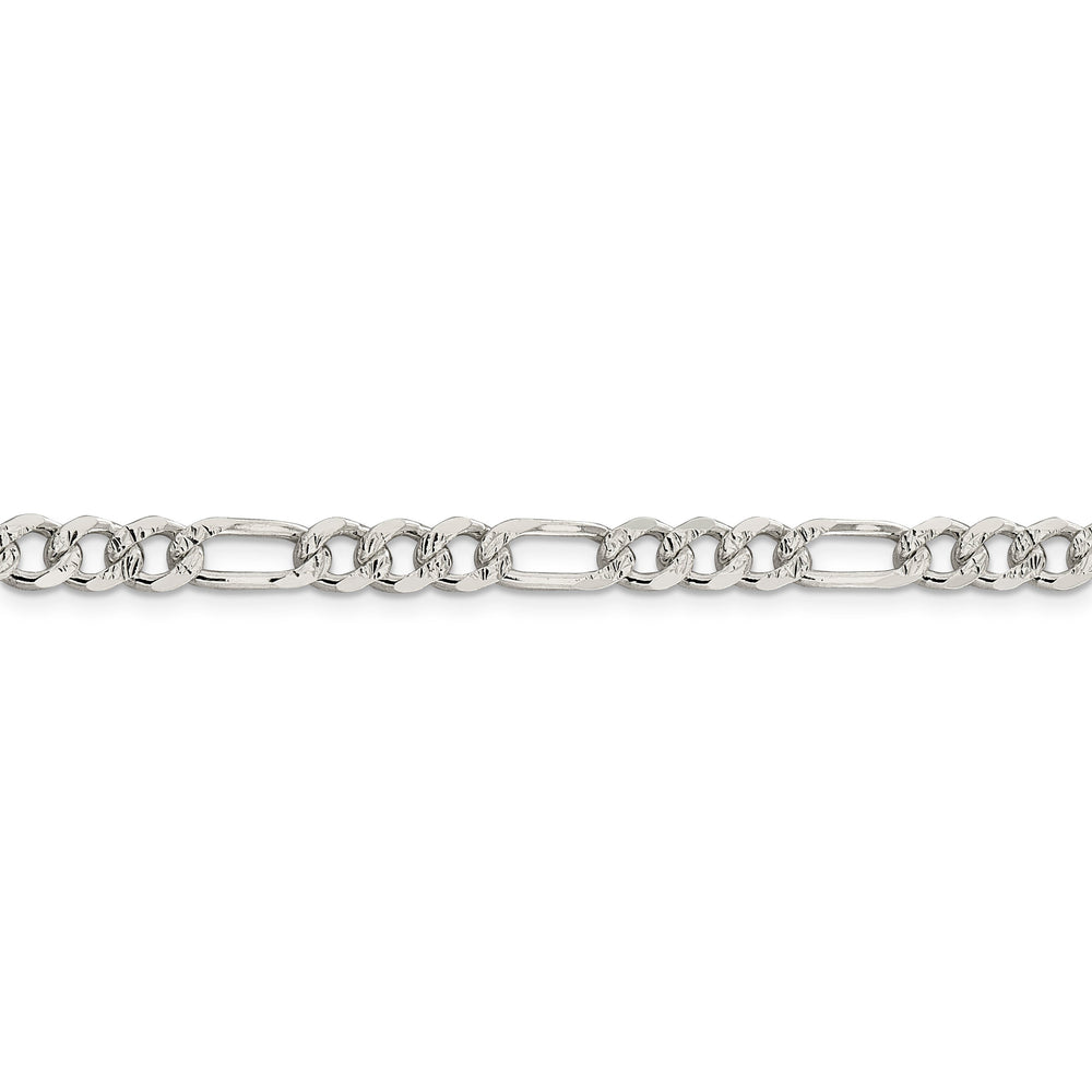 Silver 5.50-mm Solid Pave Flat Figaro Chain