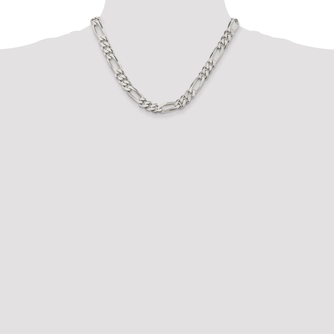 Silver Polished 9.00-mm Solid Figaro Chain