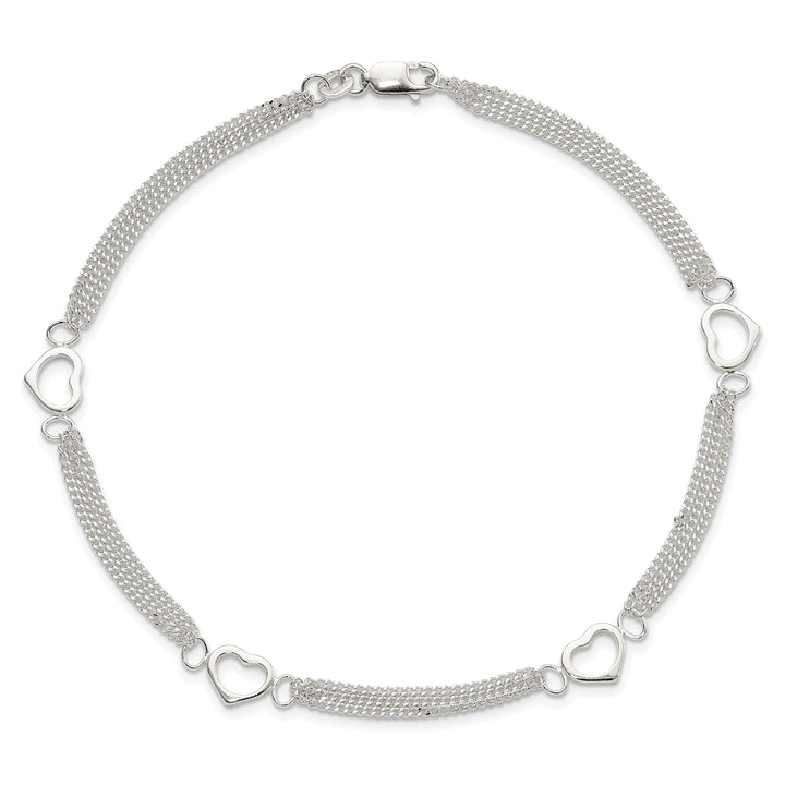Sterling Silver 10inch Heart Anklet