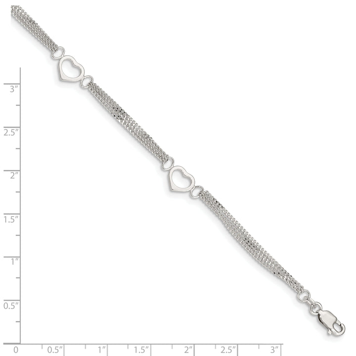 Sterling Silver 10inch Heart Anklet