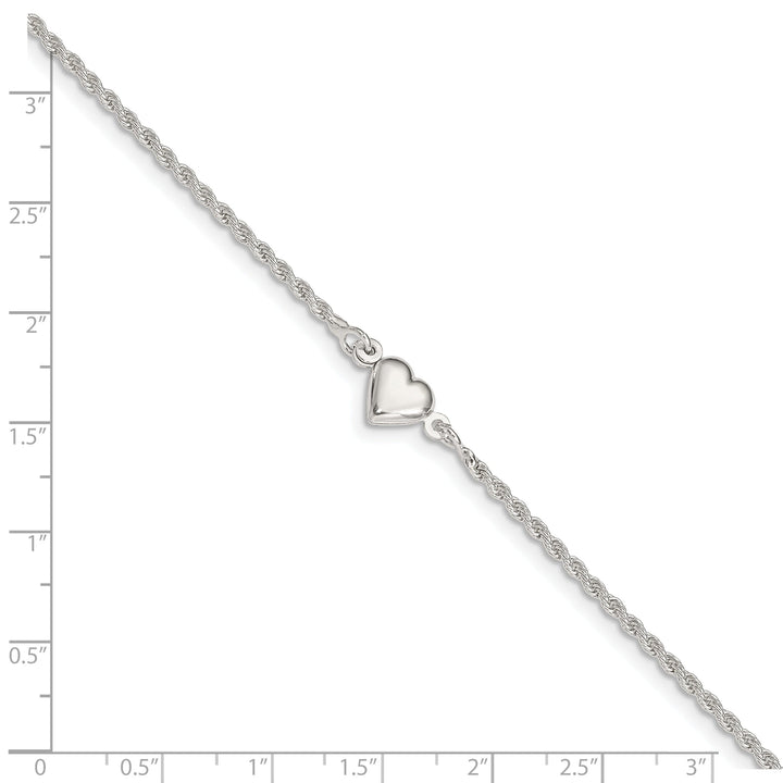 Sterling Silver Puffed Heart Anklet