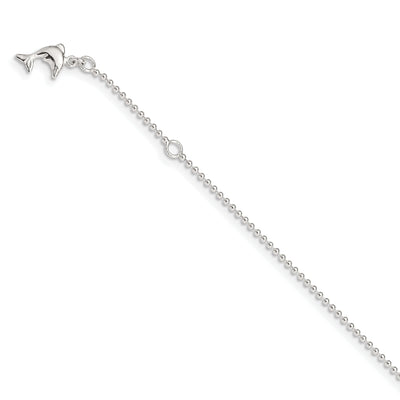 Sterling Silver 10inch Dolphin Anklet