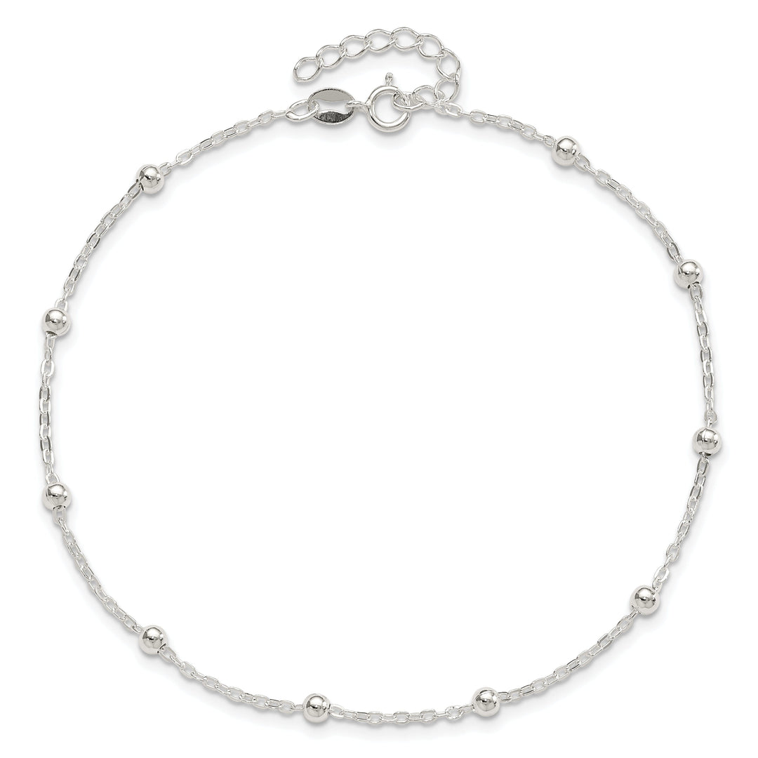 Sterling Silver Beaded Chain Anklet