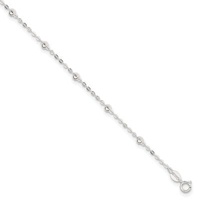 Sterling Silver Beaded Chain Anklet