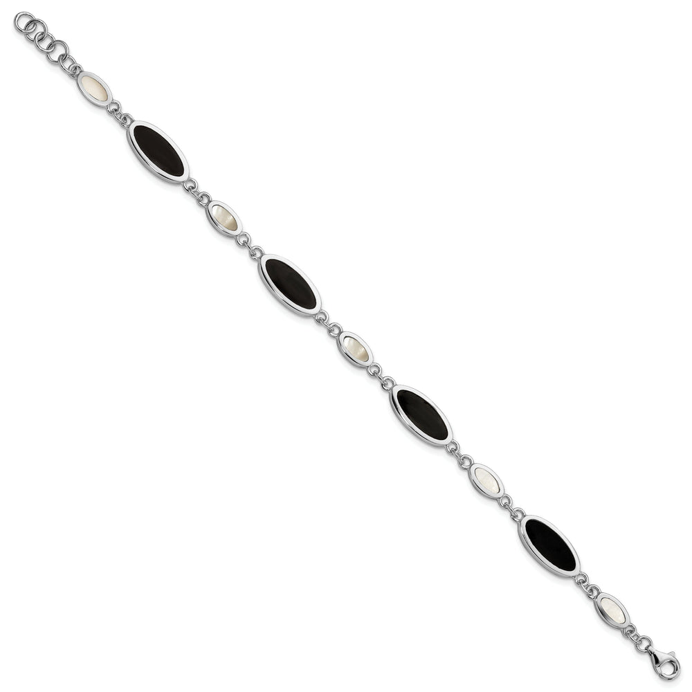 Silver Onyx and Mother of Pearl Bracelet