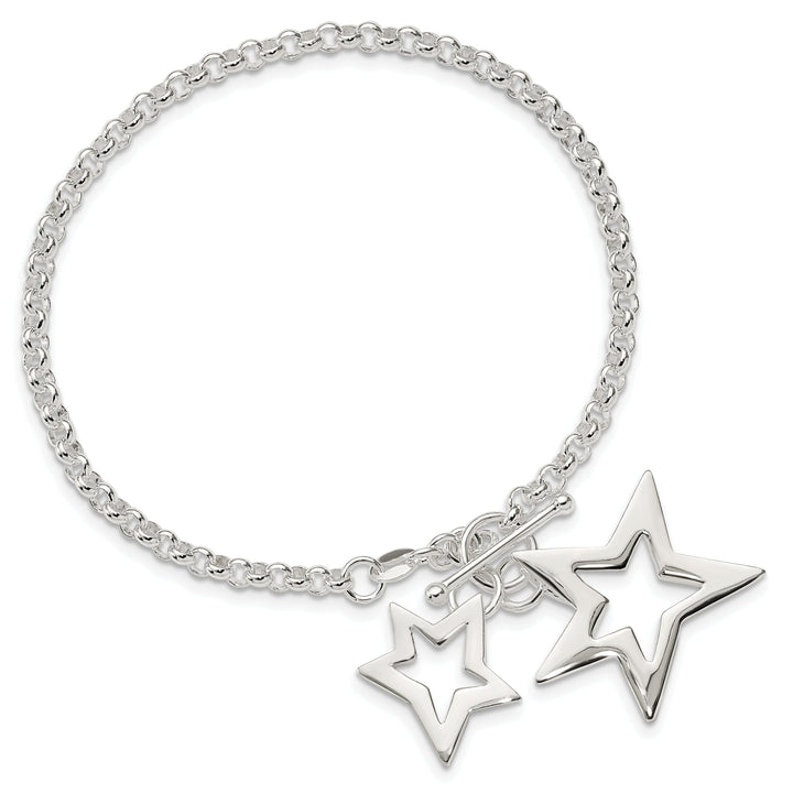 Silver Polished Finish Fancy Stars Bracelet