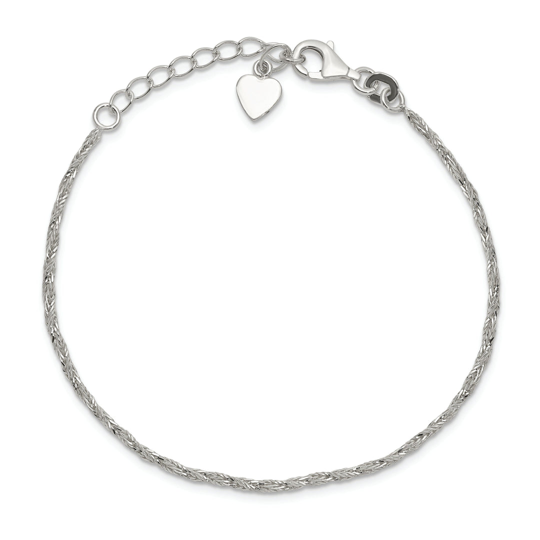 Silver Polished D.C Dangling Heart Bracelet