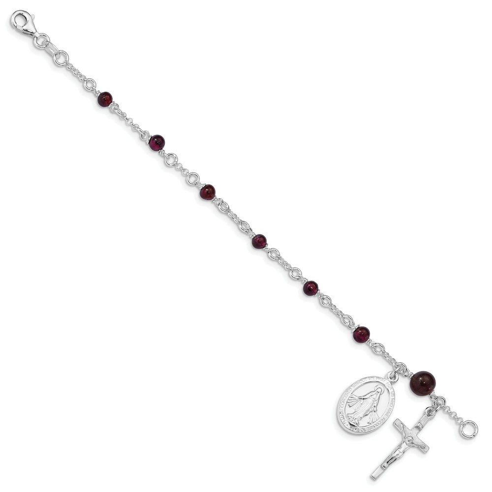 Silver Polished Finish Children Rosary Bracelet