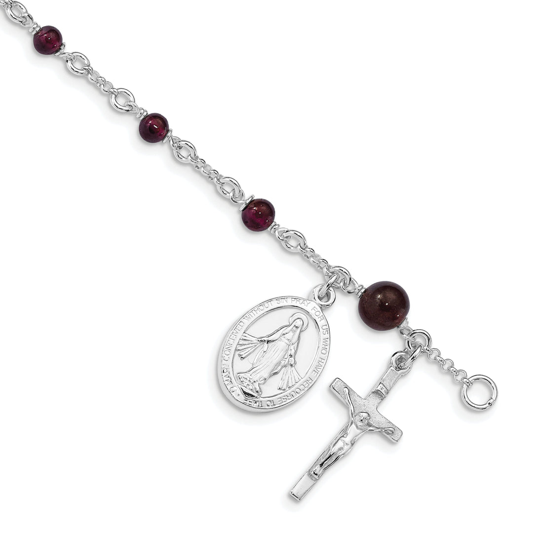 Silver Polished Finish Children Rosary Bracelet