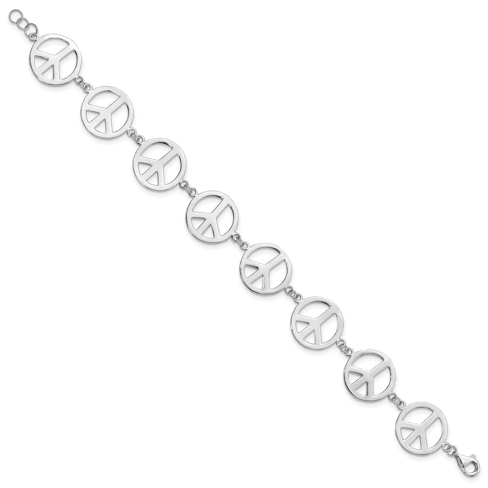 Sterling Silver 7.25 in Peace Symbol Bracelet
