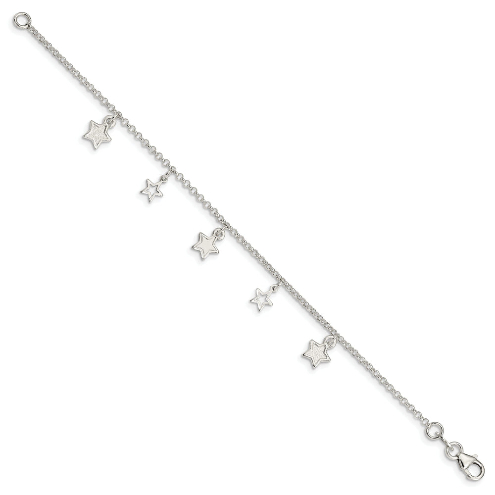 Silver Polished Finish Dangle Star Bracelet