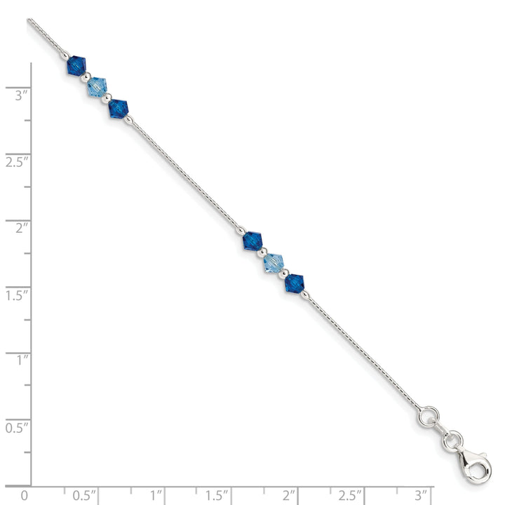 Silver Aquamarine Capri Blue Glass Bead Bracelet