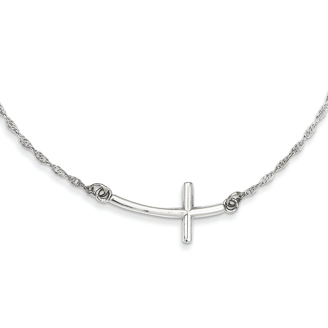 Sterling Silver Large Sideways Cross Necklace