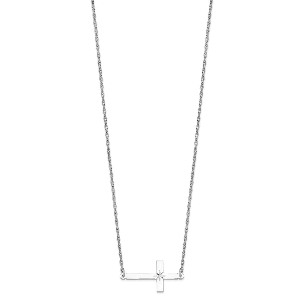 Sterling Silver Large Sideways Cross Necklace