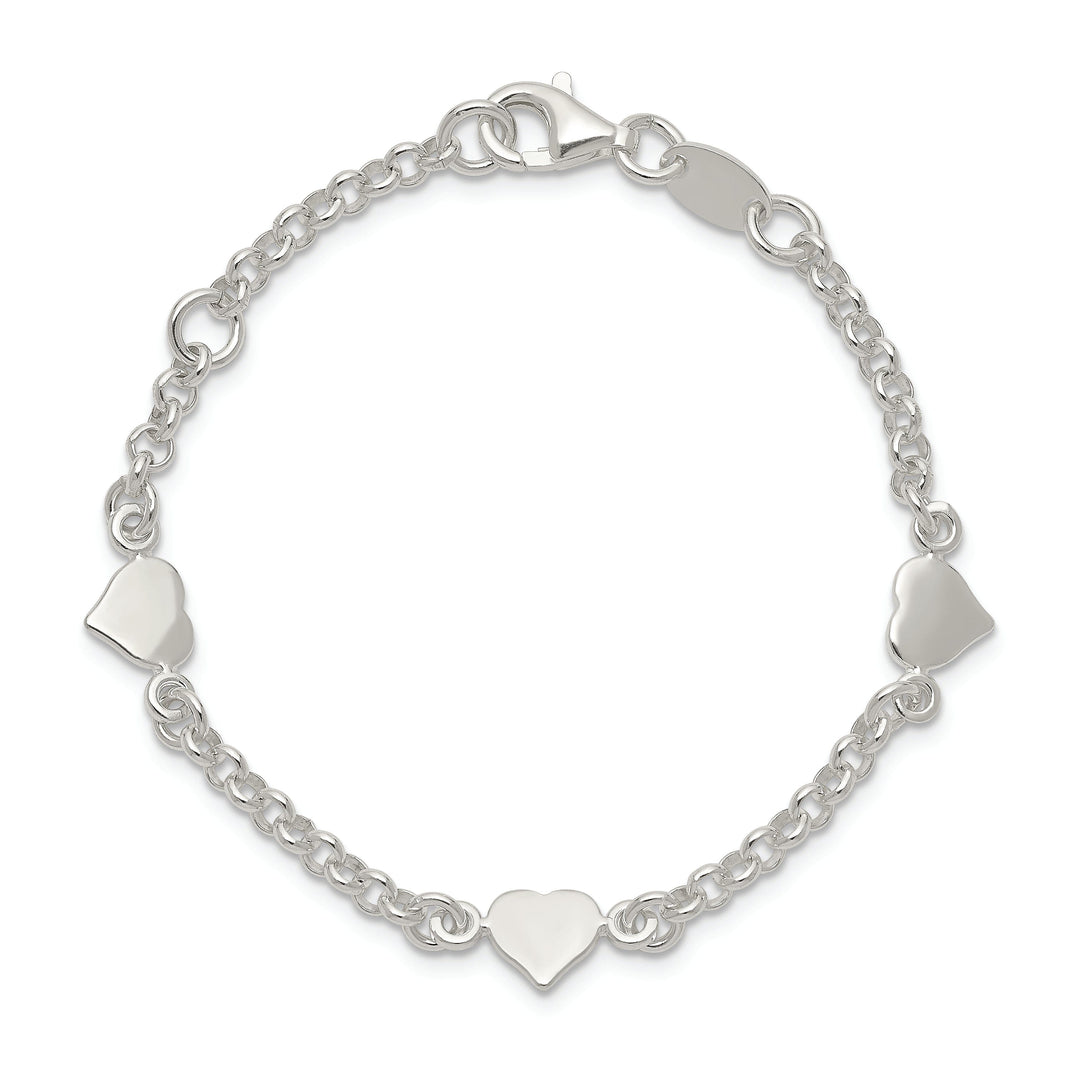 Silver Polished Hearts Childrens Bracelet